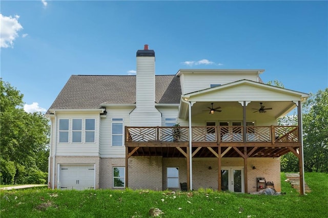 1656 Talking Rock Rd, Jasper, GA 30143 - back of house featuring a ceiling fan, french doors, a deck, and a chimney