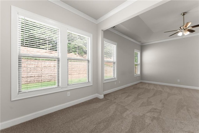 427 Dawson Pointe Pkwy, Dawsonville, GA 30534 - unfurnished room with crown molding, carpet floors, ceiling fan, and baseboards