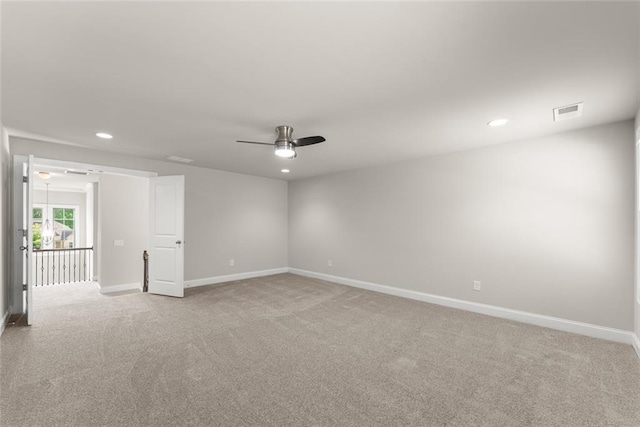 427 Dawson Pointe Pkwy, Dawsonville, GA 30534 - empty room featuring light carpet, ceiling fan, recessed lighting, and baseboards