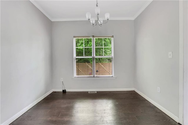 2005 Chicago Ave NW, Atlanta, GA 30314 - empty room featuring ornamental molding, a chandelier, and dark wood-type flooring