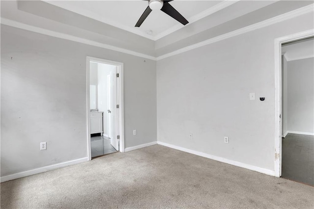 2005 Chicago Ave NW, Atlanta, GA 30314 - carpeted empty room featuring ceiling fan, ornamental molding, and a raised ceiling