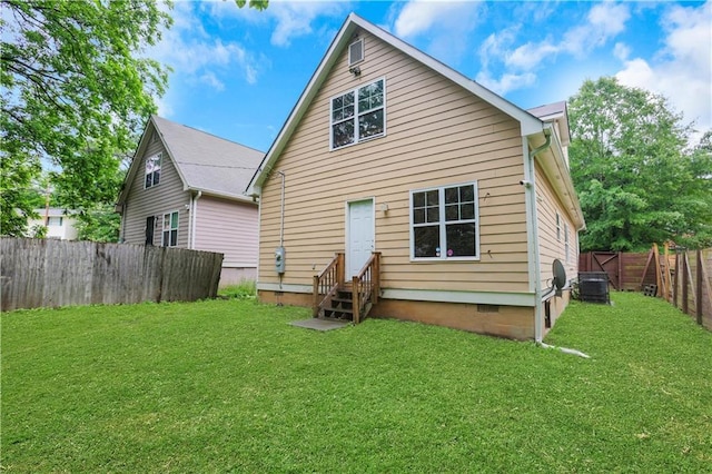 2005 Chicago Ave NW, Atlanta, GA 30314 - rear view of house featuring entry steps, a fenced backyard, and crawl space