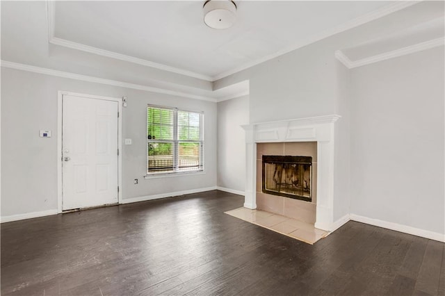 2005 Chicago Ave NW, Atlanta, GA 30314 - unfurnished living room with wood finished floors, a fireplace, and crown molding