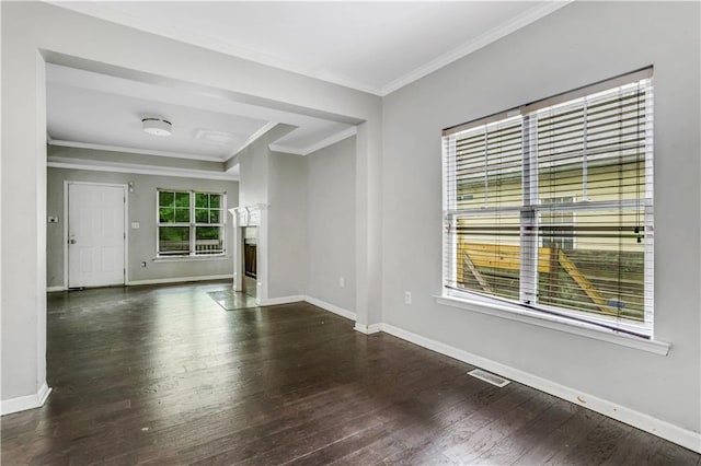 2005 Chicago Ave NW, Atlanta, GA 30314 - unfurnished living room with wood finished floors, crown molding, and a high end fireplace