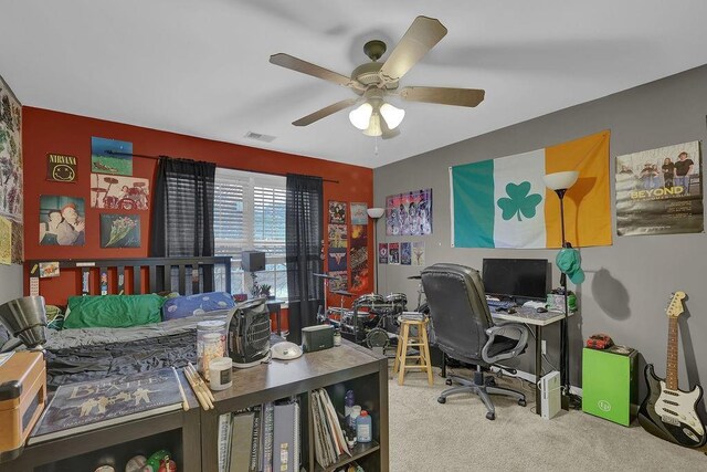 2295 Hemrick Rd, Cumming, GA 30041 - carpeted home office with ceiling fan