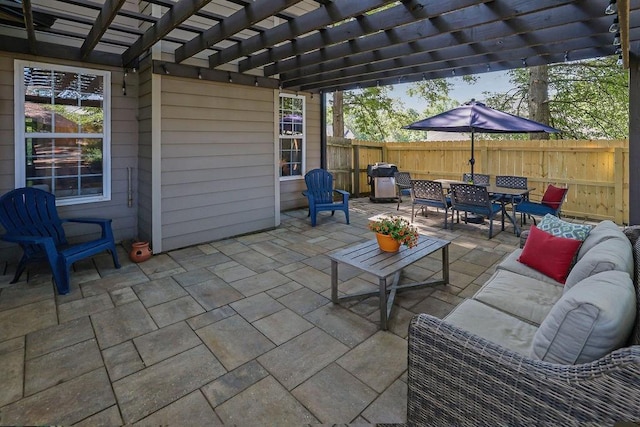2295 Hemrick Rd, Cumming, GA 30041 - view of patio / terrace with a pergola, outdoor dining area, and outdoor lounge area