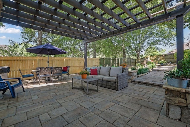 2295 Hemrick Rd, Cumming, GA 30041 - fenced backyard featuring an outdoor living space, outdoor dining area, a patio, and a pergola