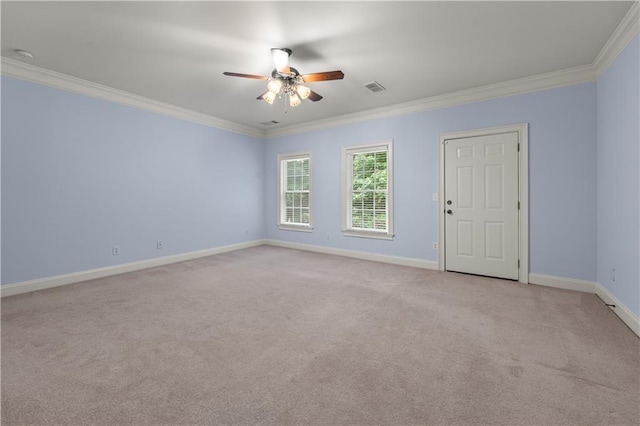 871 Windsor Creek Dr, Grayson, GA 30017 - unfurnished room with ornamental molding, a ceiling fan, and light carpet