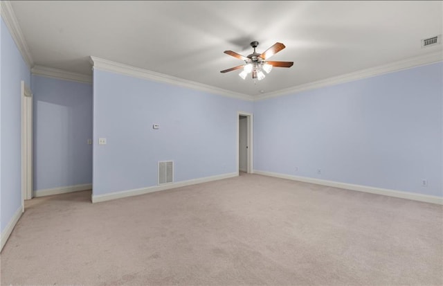 871 Windsor Creek Dr, Grayson, GA 30017 - spare room with crown molding, a ceiling fan, and light carpet
