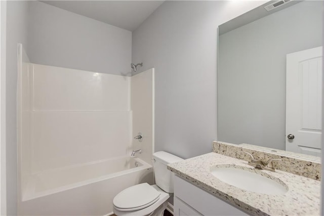 full bathroom featuring vanity, toilet, and shower / bathtub combination