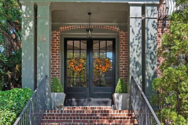 property entrance with french doors