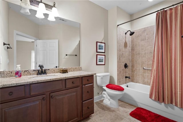 120 Chastain Rd NW Unit 1204, Kennesaw, GA 30144 - bathroom featuring vanity, toilet, tile patterned floors, visible vents, and shower / bath combo with shower curtain