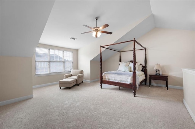 120 Chastain Rd NW Unit 1204, Kennesaw, GA 30144 - bedroom featuring baseboards, visible vents, carpet flooring, and vaulted ceiling