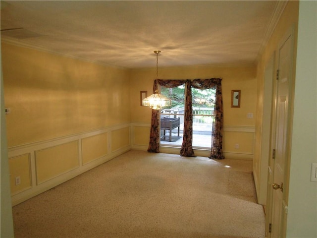 5820 Elm Tree Dr, Buford, GA 30518 - empty room featuring a decorative wall, carpet, crown molding, and a wainscoted wall