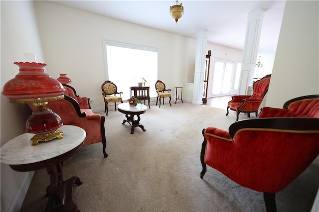 5452 Old Dalton Rd NE, Calhoun, GA 30701 - living area with ornate columns and carpet