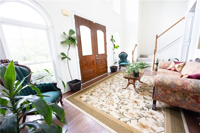 5452 Old Dalton Rd NE, Calhoun, GA 30701 - living room with stairway and wood finished floors