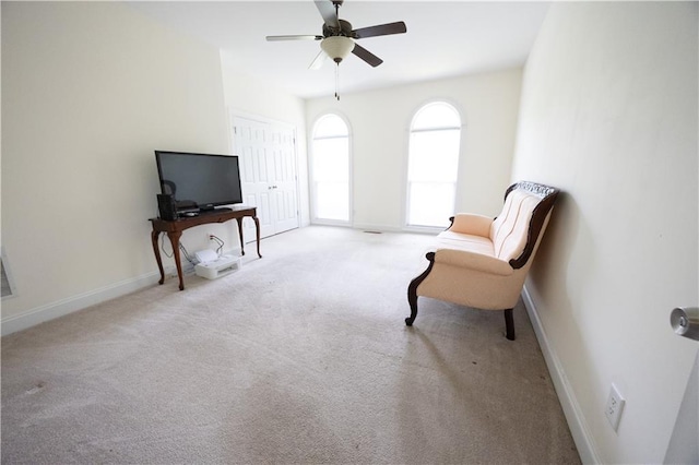 5452 Old Dalton Rd NE, Calhoun, GA 30701 - living area with carpet flooring and ceiling fan