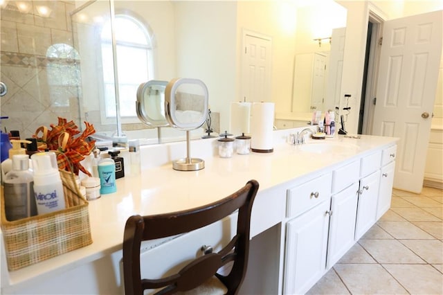 5452 Old Dalton Rd NE, Calhoun, GA 30701 - bathroom with tile patterned floors, double vanity, and tiled shower