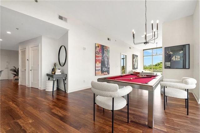 905 Juniper St NE Unit 805, Atlanta, GA 30309 - rec room with wood finished floors, pool table, a chandelier, and recessed lighting
