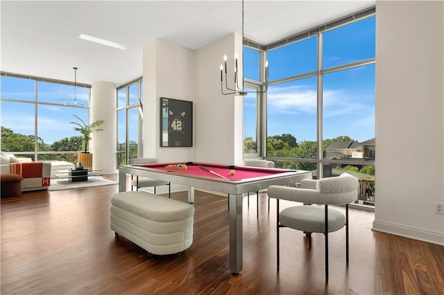 905 Juniper St NE Unit 805, Atlanta, GA 30309 - rec room with expansive windows, billiards table, and wood finished floors
