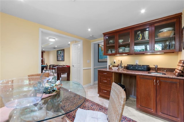 dining room featuring sink and pool table