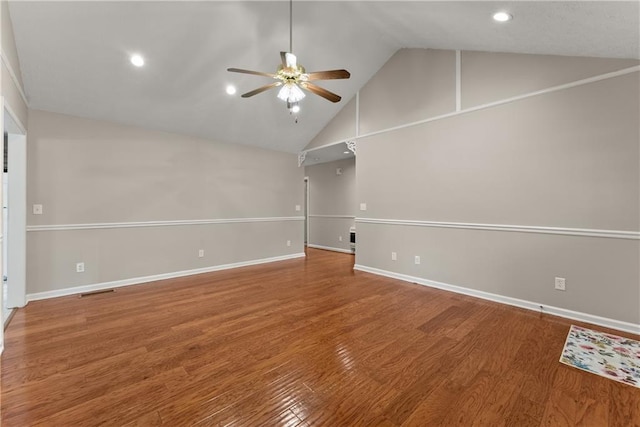 241 Cook St, Alto, GA 30510 - unfurnished living room with ceiling fan, vaulted ceiling, wood finished floors, baseboards, and recessed lighting