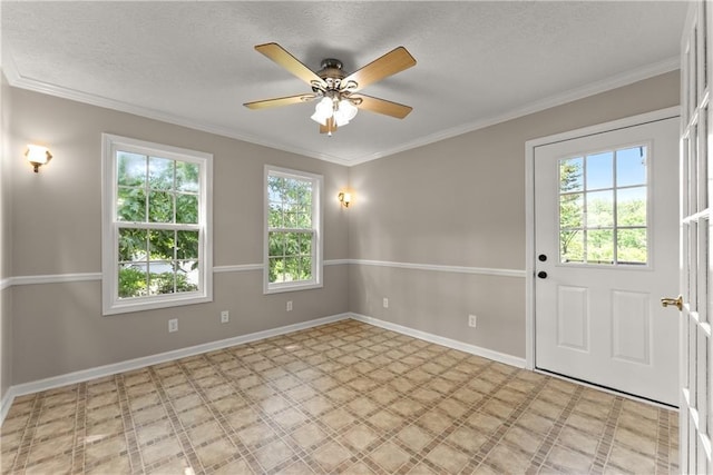 241 Cook St, Alto, GA 30510 - spare room with healthy amount of natural light, a ceiling fan, baseboards, a textured ceiling, and light floors