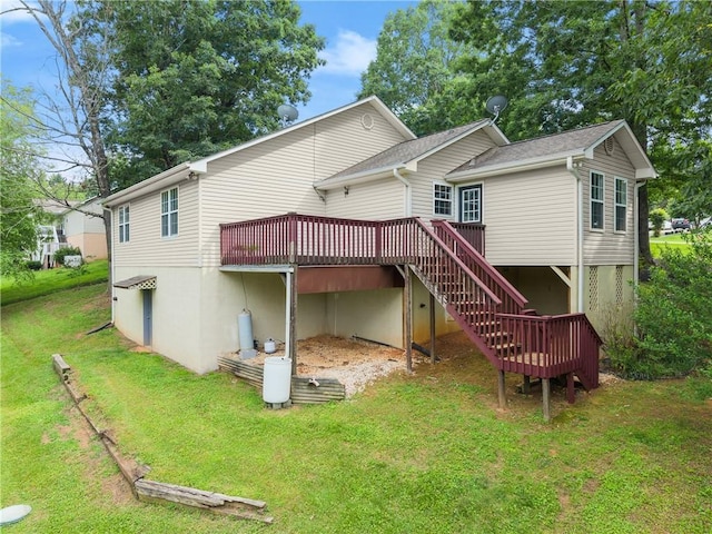 241 Cook St, Alto, GA 30510 - rear view of property with a wooden deck, a yard, and stairs