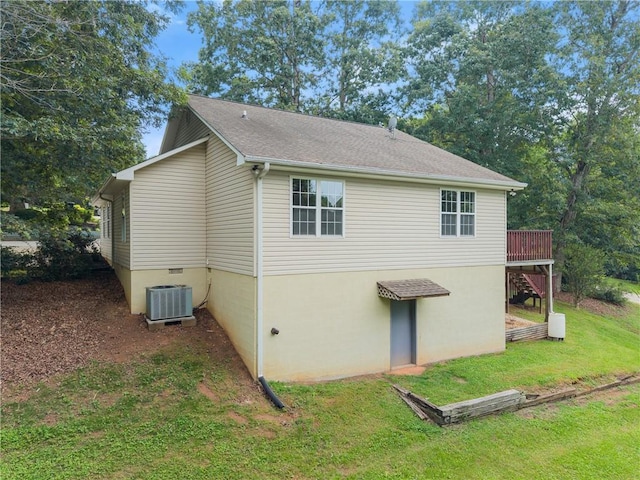 241 Cook St, Alto, GA 30510 - view of side of home featuring a yard, a deck, stairs, and central air condition unit