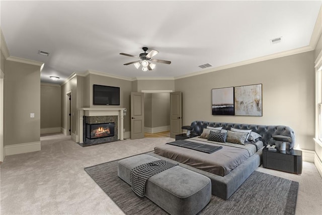 bedroom with visible vents and carpet floors