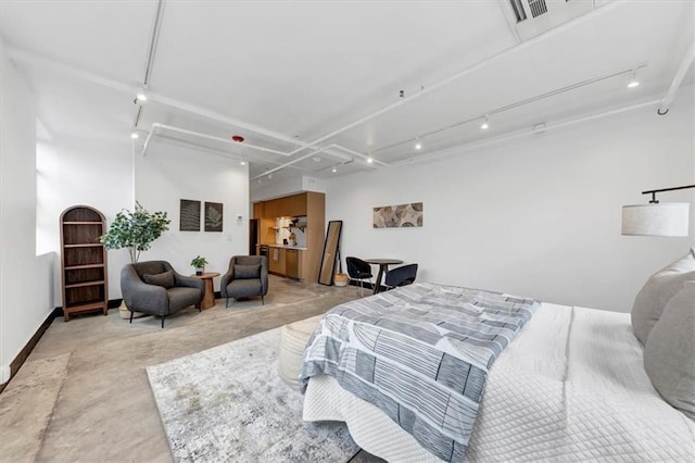 bedroom with track lighting