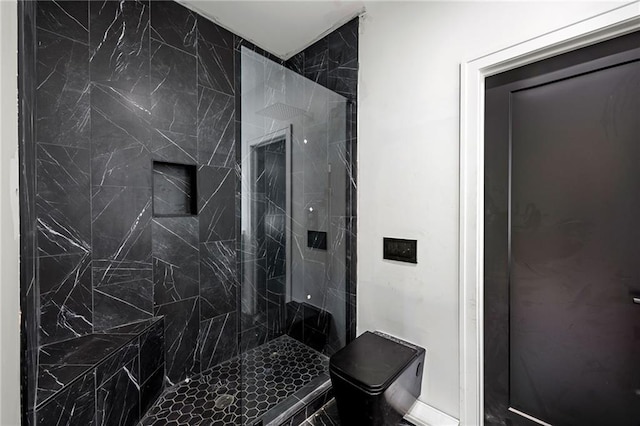 15154 Hopewell Rd, Alpharetta, GA 30004 - full bathroom featuring a marble finish shower and toilet