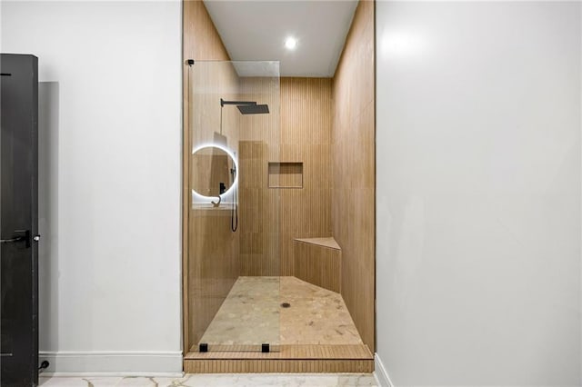 15154 Hopewell Rd, Alpharetta, GA 30004 - full bathroom with baseboards, tiled shower, and recessed lighting