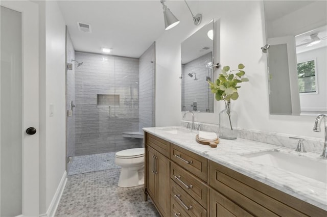 9165 Eves Cir, Roswell, GA 30076 - bathroom featuring a shower stall and double vanity