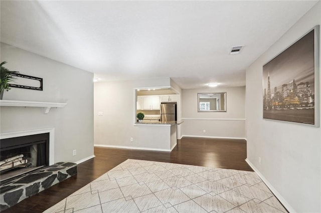 living room with hardwood / wood-style floors