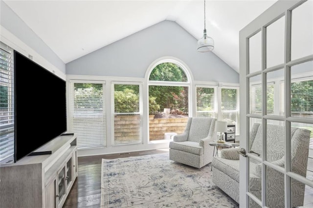 3837 Fenway Xing, Marietta, GA 30062 - sunroom / solarium featuring lofted ceiling, plenty of natural light, and wood finished floors