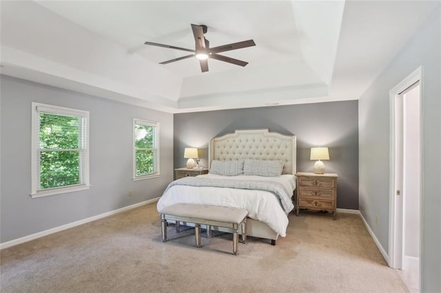 3837 Fenway Xing, Marietta, GA 30062 - bedroom with a tray ceiling, light colored carpet, and baseboards