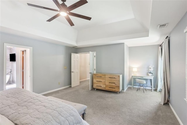 3837 Fenway Xing, Marietta, GA 30062 - bedroom with light colored carpet, a raised ceiling, and baseboards