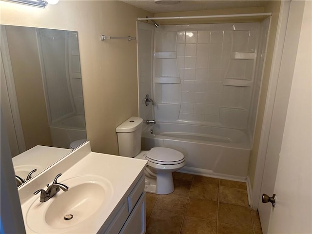 full bathroom featuring shower / bathing tub combination, vanity, and toilet