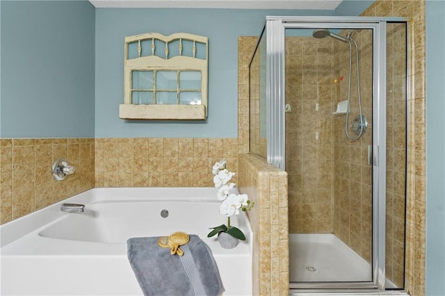 80 Riley Place Dr, Dawsonville, GA 30534 - bathroom featuring a garden tub and a shower stall