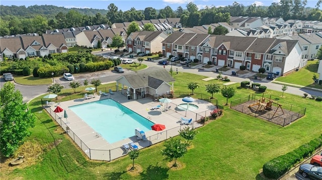 80 Riley Place Dr, Dawsonville, GA 30534 - aerial view of residential area featuring a pool area