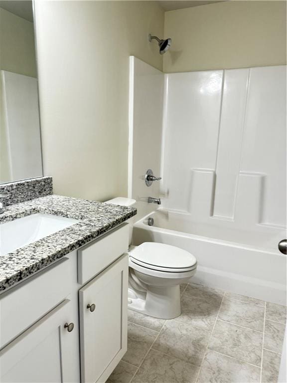 full bathroom featuring vanity, toilet, and shower / bathing tub combination