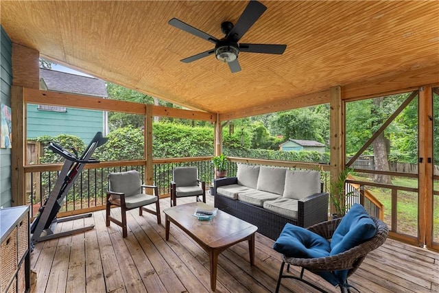 233 Spence Ave SE, Atlanta, GA 30317 - wooden deck featuring an outdoor living space and ceiling fan