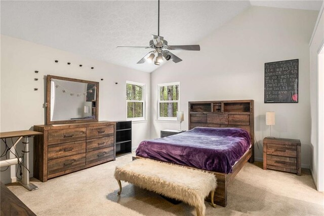 7275 Oswego Trl, Riverdale, GA 30296 - bedroom featuring carpet, ceiling fan, a textured ceiling, and lofted ceiling