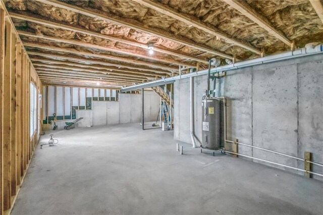 basement featuring water heater