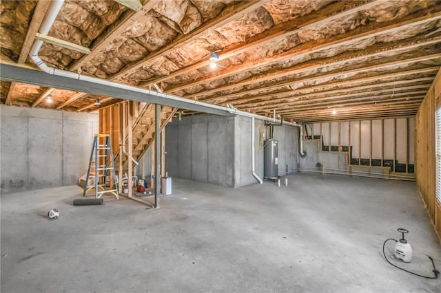 basement featuring water heater