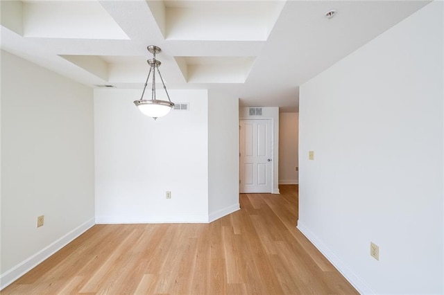 spare room with wood-type flooring and a raised ceiling