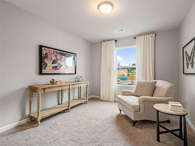 sitting room featuring carpet