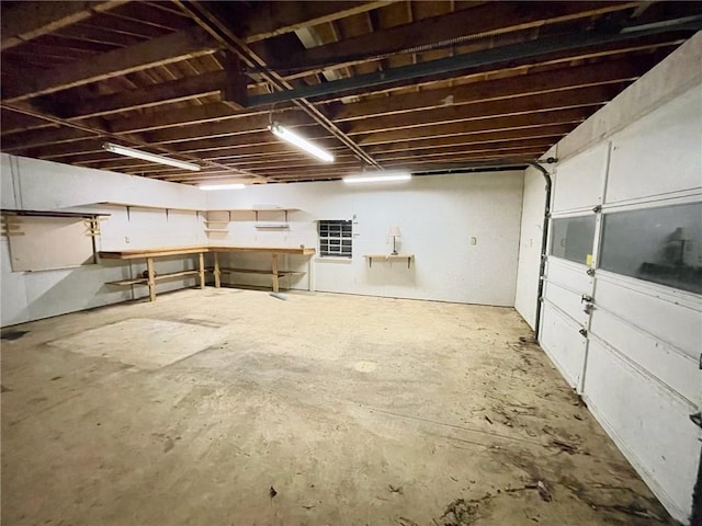 basement with a garage