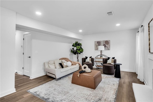 living room with hardwood / wood-style flooring